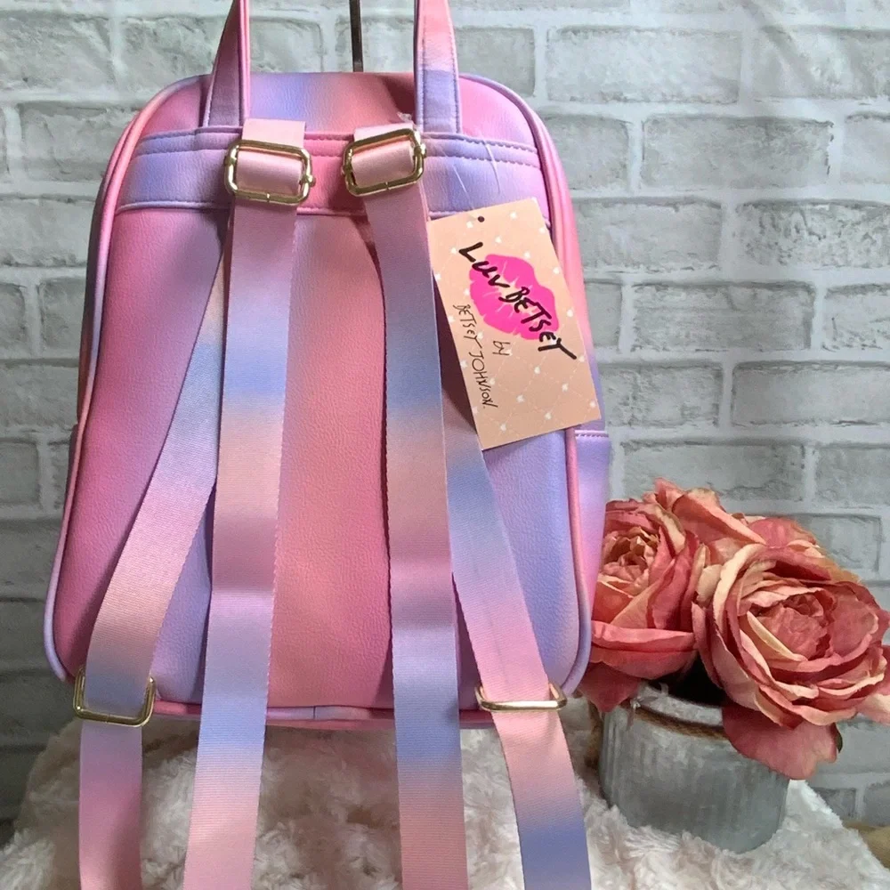 Betsey Johnson Pink and Purple Heart Backpack